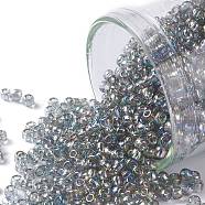 TOHO Round Seed Beads, Japanese Seed Beads, (176) Transparent AB Black Diamond, 11/0, 2.2mm, Hole: 0.8mm, about 1110pcs/10g(X-SEED-TR11-0176)