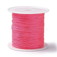 Nylon Chinese Knot Cord, Nylon Jewelry Cord for Jewelry Making, Hot Pink, 0.4mm, about 28~30m/roll(NWIR-C003-02S)