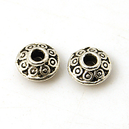 Tibetan Style Spacer Beads, Rondelle, Antique Silver, 6x3mm, Hole: 2mm(X-TIBEB-E033-AS)