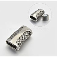 Smooth 304 Stainless Steel Rectangle Magnetic Clasps with Glue-in Ends, Antique Silver, 29x18x9mm, Hole: 6x12mm(STAS-E073-15)
