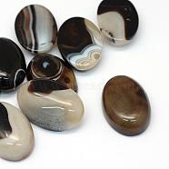 Oval Dyed Natural Striped Agate/Banded Agate Cabochons, Black, 29~30x19~20x6~7mm(G-R349-20x30-01)