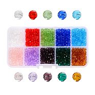 Transparent Glass Beads, Faceted, Rondelle, Mixed Color, 4x3.5mm, Hole: 1mm, about 1000pcs/box(FPDL-S015-04A-01-B)