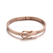 Watch Band Design 304 Stainless Steel Bangles, Rose Gold, 53x64mm(BJEW-L552-04RG-7mm)