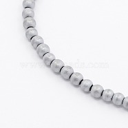 Electroplate Non-magnetic Synthetic Hematite Frosted Round Beads Strands, Platinum Plated, 2x2mm, Hole: 1mm, about 200pcs/strand, 15.7 inch(G-N0014-2mm-21)