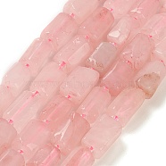 Natural Rose Quartz Beads Strands, with Seed Beads, Faceted, Column, 5.5~7.5mm, Hole: 0.7mm, about 26~33pcs/strand, 15.67''~16.46''(39.8~41.8cm)(G-M403-B18)