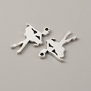 Tibetan Style Alloy Pendants, Ballet Dancer, Antique Silver, 22x14x1mm, Hole: 1.2mm(FIND-CJC0012-018)