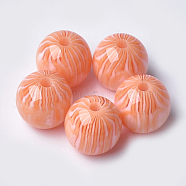 Resin Beads, Round, Coral, 18x17.5mm, Hole: 2.5mm(RESI-S372-18mm-02C)