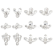 12Pcs 6 Style Sew on Rhinestone, Glass Cabochons(Hot Melt Adhesive On The Back), with Iron Prong Settings, Garments Accessories, Mixed Shapes, Crystal, 15x26x6mm, Hole: 1mm, 2pcs/style(RGLA-FG0001-04)