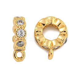 Rack Plating Brass Micro Pave Clear Cubic Zirconia Charms, Lead Free & Cadmium Free, Long-Lasting Plated, Round, Real 18K Gold Plated, 11.5x8.5x3mm, Hole: 1.4mm(KK-U030-01G)