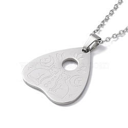 Hollow Heart 304 Stainless Steel Pendant Necklaces, Stainless Steel Color, 15.55 inch(39.5cm)(NJEW-C033-01A-P)