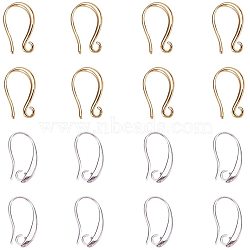 Brass Earring Hooks, with Horizontal Loop, Golden & Silver, 16.5x9x1.5mm, Hole: 2mm, 18 Gauge, Pin: 1mm, 15x9x2mm, Hole: 1mm, 18 Gauge, Pin: 1mm(KK-PH0034-31)