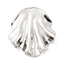 304 Stainless Steel Pendants, Shell Charm, Stainless Steel Color, 32x29x4.5mm, Hole: 1.4mm(STAS-I202-17P)