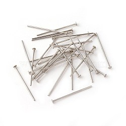 Tarnish Resistant 304 Stainless Steel Flat Head Pins, Stainless Steel Color, 14x0.5mm, 24 Gauge, Head: 1.5mm(STAS-G185-07P-0.5x14mm)