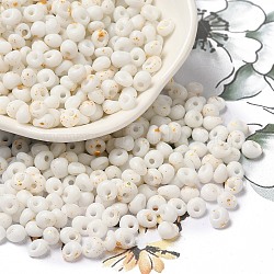 Baking Paint Glass Seed Beads, Round Hole, Teardrop, Floral White, 5~5.5x4~5x3~3.5mm, Hole: 1.2mm, about 2500pcs/pound(SEED-F006-01A-15)