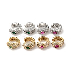 Cubic Zirconia Snake Hoop Earrings, Rack Plating Brass Jewelry for Women, Mixed Color, 16x17x8mm, Pin: 0.8mm(EJEW-F288-15)