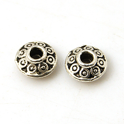 Tibetan Style Spacer Beads, Rondelle, Antique Silver, 6x3mm, Hole: 2mm(X-TIBEB-E033-AS)