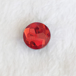 Acrylic Rhinestone Shoe Charms, for DIY Shoe Decoration, Round, Red, 14x10.5mm(FIND-WH0052-37B)