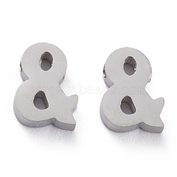 304 Stainless Steel Charms, Mark &, Stainless Steel Color, 10x7.7x3mm, Hole: 1.6mm(STAS-O139-04P)