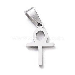 Easter 304 Stainless Steel Pendants, Laser Cut, Ankh Cross, Stainless Steel Color, 20x11x1.5mm, Hole: 3.5x7mm(STAS-L216-29P)