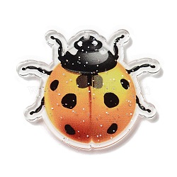 Acrylic Pendants, Ladybird, Gold, 38.5x44.5x2.5mm, Hole: 1mm(MACR-C031-02A-03)