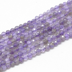 Natural Amethyst Beads Strands, Faceted, Round, 2x2mm, Hole: 0.5mm, about 188pcs/strand, 15.9 inch(X-G-S264-20-2mm)