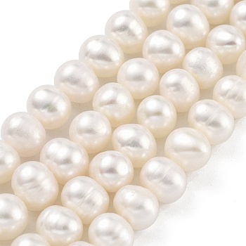 Natural Cultured Freshwater Pearl Beads Strands, Potato, Old Lace, 7~8mm, Hole: 0.6mm, about 26pcs/strand, 6.69 inch(17cm)