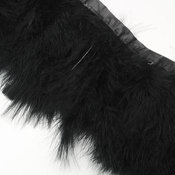 Fashion Feather Cloth Strand Costume Accessories, Black, 120~190x28~56mm, about 2m/bag