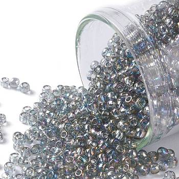 TOHO Round Seed Beads, Japanese Seed Beads, (176) Transparent AB Black Diamond, 11/0, 2.2mm, Hole: 0.8mm, about 1110pcs/10g