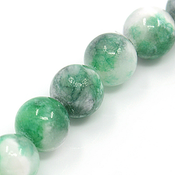 Natural Persian Jade Beads Strands, Dyed, Round, Sea Green, 6mm, Hole: 1mm, about 62pcs/strand, 16 inch