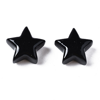Spray Painted Brass Charms, Star, Black, 10x10.5x5.5mm, Hole: 2mm