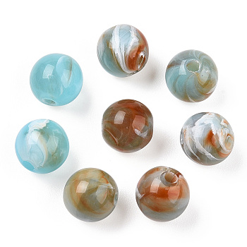 Acrylic Beads, Imitation Gemstone Style, Round, Sienna, 8x7.5mm, Hole: 1.6mm, about 1850pcs/500g