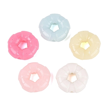Imitation Jelly Plastic Beads, Donut, Mixed Color, 24x8mm, Hole: 2.5mm, about 200pcs/500g