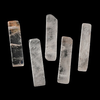 Natural Quartz Crystal Pendants, Rock Crystal Pendants, Rectangle Charms, 39~40x9.5~10x8~8.5mm, Hole: 1.8~2mm
