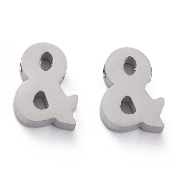 304 Stainless Steel Charms, Mark &, Stainless Steel Color, 10x7.7x3mm, Hole: 1.6mm
