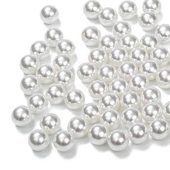 ABS Plastic Beads, Imitation Pearl, No Hole, Round, White, 3mm