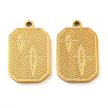 316 Surgical Stainless Steel Pendants, Rectangle with Star Charm, Golden, 17x11x2mm, Hole: 1.4mm
