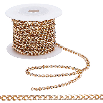 CHGCRAFT DIY Jewelry Making Kits, 5m Aluminium Curb Chain, Plastic Spools, Golden, 6x4x2mm, 5m/bag, 1bag/set