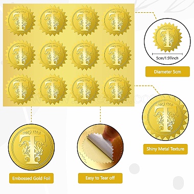 34 Sheets Self Adhesive Gold Foil Embossed Stickers(DIY-WH0509-044)-3