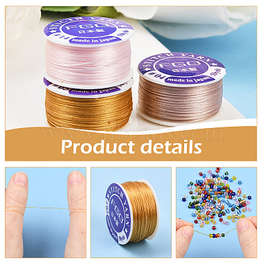 3 Rolls 3 Colors Special Coated Nylon Beading Threads for Seed Beads(OCOR-PA0001-01A)-6