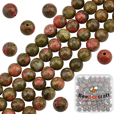 8mm Olive Drab Round Unakite Beads