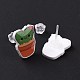 Acrylic Cute Plants Stud Earrings with Plastic Pins for Women(EJEW-F293-01C)-2