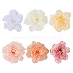 6Pcs 6 Colors Organza Ornament Accessories, Sewing Craft Decoration, 3D Flower, Mixed Color, 90~95x14~19mm, 1pc/color(DIY-TA0006-50A)