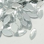 Imitation Taiwan Acrylic Rhinestone Cabochons, Flat Back & Faceted, Horse Eye, Clear, 20x9x3mm, about 500pcs/bag(GACR-A021-9x20mm-01)