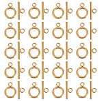 20Pcs Ion Plating(IP) 304 Stainless Steel Ring Toggle Clasps, Real 18K Gold Plated, Ring: 16x12x2mm, Hole: 2.5mm, Bar: 18x7x2mm, Hole: 3mm, 20pcs/set(STAS-ME0001-88)