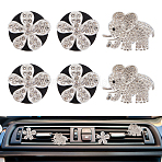 6Pcs Alloy Rhinestone Car Air Vent Clips, Automotive Interior Trim, with Magnetic Ferromanganese Iron & Plastic Clip, Elephant & Flower, Crystal, 45~50mm(HJEW-OC00240)