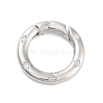 Brass Micro Pave Clear Cubic Zirconia Spring Gate Rings, Long-Lasting Plated, Lead Free & Cadmium Free, Ring, Platinum, 15mm, Hole: 2.5mm, Inner Diameter: 10mm(X-KK-M293-54P)