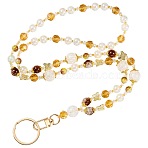 Butterfly Glass & Acrylic Beads ID Card Holders Neck Strap Chain, with Zinc Alloy Swivel Clasps and Alloy Split Key Rings, Colorful, 800mm(HJEW-SZ00089)
