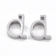 304 Stainless Steel Pendants, Stainless Steel Color, Letter, Letter.D, 13x10x3mm, Hole: 1.8mm(STAS-T041-10-D)