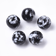 Resin Beads, Imitation Gemstone Chips Style, Round, Black, 20mm, Hole: 2.5mm(RESI-T026-20mm-01)