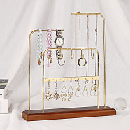 Rectangle Iron Jewelry Display Stands, Wooden Jewelry Organizer Holder for Necklace, Bracelet Display, Home Decorations, Golden, Finished Product: 6.1x26.5x30.5cm(ODIS-F001-04G)